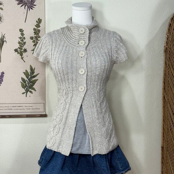 Vintage 90s Y2k Babydoll Cardigan Sweater Gloomy Coquette Cottage Vanilla Girl L - Picture 2 of 7